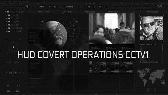 【AE模板】军事游戏机密情报监控显示器屏幕动画 HUD Covert Operations CCTV1