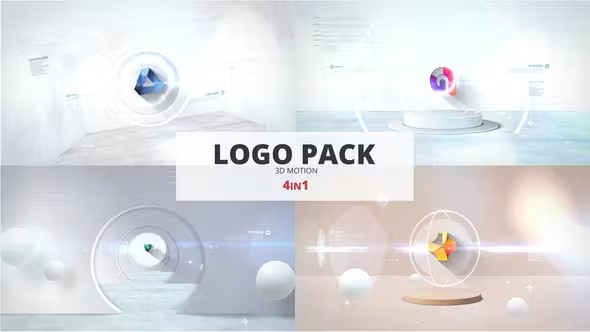 【AE模板】4组简洁明亮创意LOGO展示小片头动画 Logo Reveal