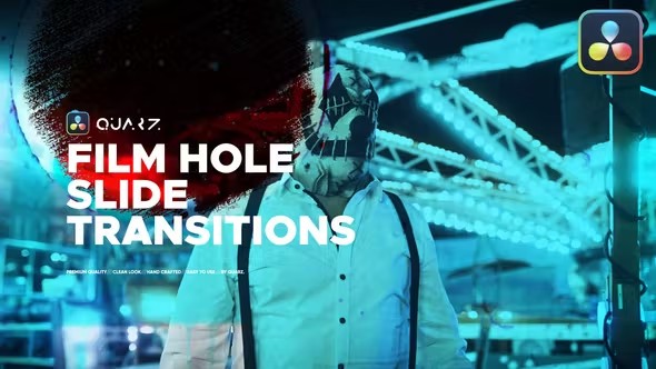 【达芬奇模板】40种电影胶片穿孔滑动效果过渡转场动画 Film Hole Roll Transitions for DaVinci Resolve