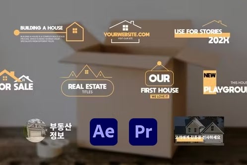 【AE/PR模板】10组精美房地产建筑介绍图形文字标题动画(含模板音乐) Real Estate Titles