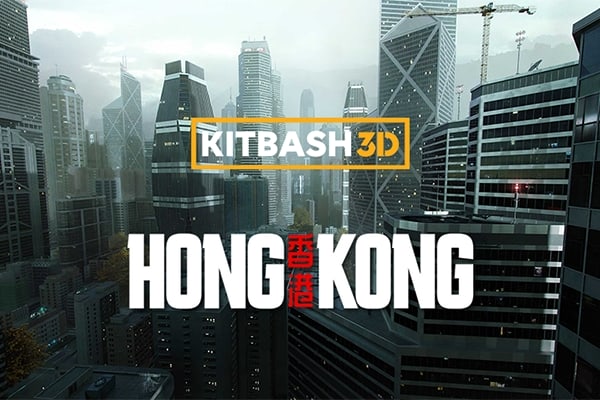 【材质模型】香港现代都市街巷商业建筑摩天楼宇社区景观3D贴图材质模型 KitBash3D – Hong Kong