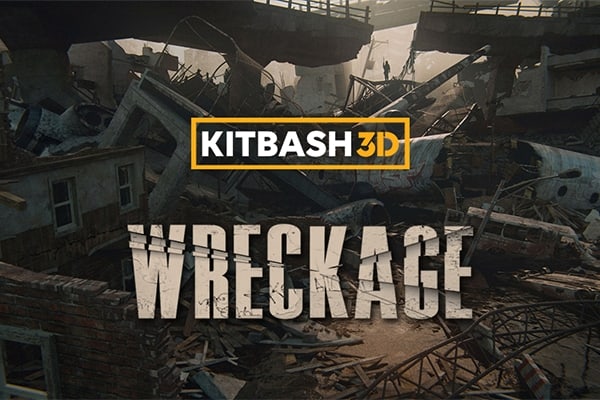 【材质模型】飞机残骸城市建筑楼房坍塌瓦砾地震灾难场景3D贴图材质模型 KitBash3D – Wreckage