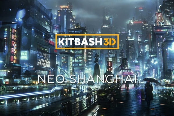 【材质模型】大上海赛博朋克美学城市建筑塔楼社区都市3D贴图材质模型 KitBash3D – Neo Shanghai