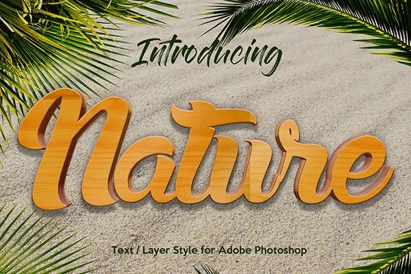 【PS样式】10种自然森林草地木纹砖墙铁锈泥土沙砾纹理PS图层样式 10 Natural Texture Text Effect