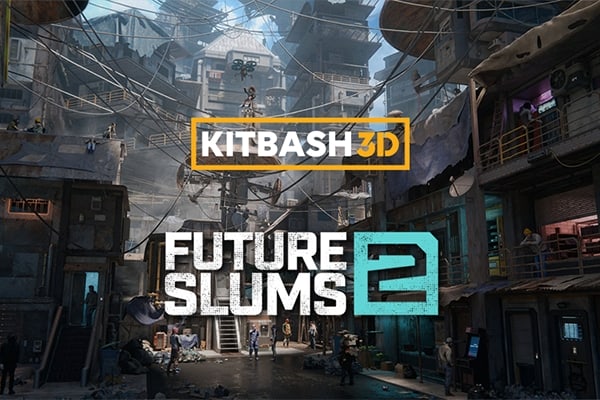 【材质模型】赛博朋克反乌托邦平民窟社区衰败街巷公共生活设施3D贴图材质模型 KitBash3D – Future Slums 2