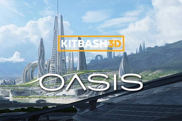 【材质模型】时尚未来科幻游戏城市建筑楼宇公园广场绿洲乌托邦世界3D贴图材质模型 KitBash3D – Oasis