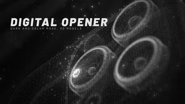 【AE模板】未来数字科技点线粒子三维模型文字标题开场片头动画 Digital Opener