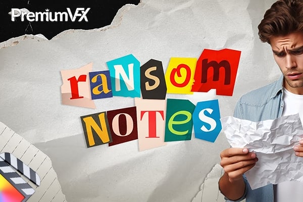 【FCPX插件】20个创意褶皱纸张背景有趣字母符号文字标题拼贴动画 PremiumVFX – Ransom Notes