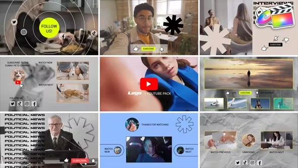 【FCPX插件】潮流时尚社交媒体视频Vlog片头片尾展示宣传动画 Social Media Promo And Endscreens