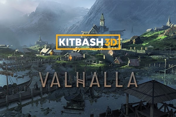 【材质模型】北欧神话天堂瓦尔哈拉定居点森林木屋宴会厅神殿港口仓库3D贴图材质模型 KitBash3D – Valhalla