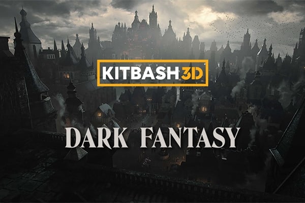 【材质模型】古典神秘黑暗魔法奇幻世界哥特城堡建筑石像3D贴图材质模型 KitBash3D – Dark Fantasy