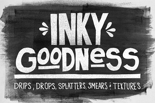 【PS笔刷】水墨书法绘画笔触墨水印记艺术绘画纸张纹理PS笔刷 Inky Goodness Bundle