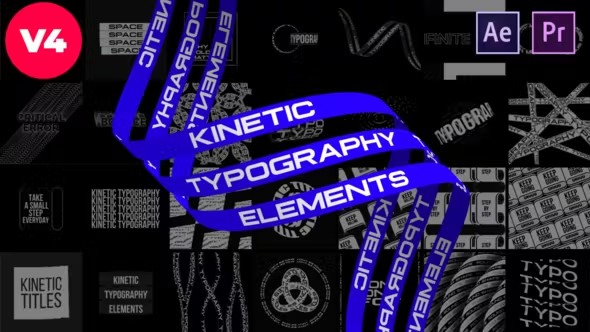 【AE/PR模板】64款时尚创意循环动态文字标题排版设计动画 Kinetic Typography Elements v4