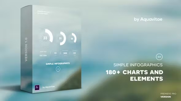 【PR模板】180种简洁公司企业信息数据统计图文报表文本图形动画 Simple Infographics MOGRT