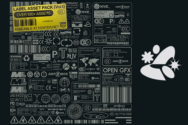 【矢量素材】107个工业生产3C质检安全环保防伪物流条码认证标签矢量素材 Hvnter – Label Asset Pack (vol.1)