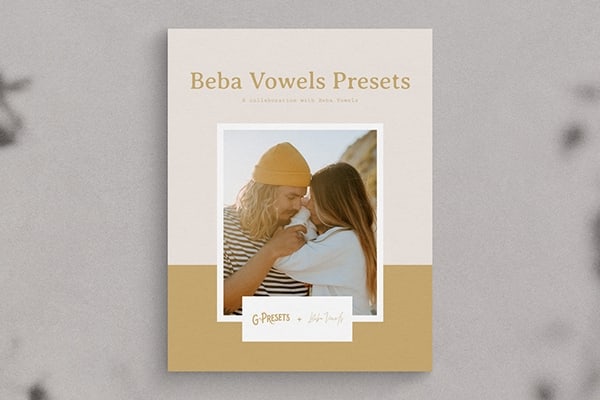 【LR预设】幸福时刻温暖柔和干净浪漫爱情婚礼人像摄影商业影楼调色Lightroom预设 G-Presets – Beba Vowels Presets Pack 01