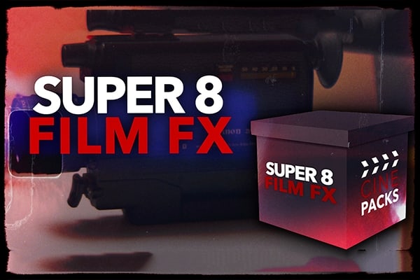 【视频素材】复古8毫米电影胶片边框遮罩噪点刮痕纹理闪烁动画 CinePacks – Super 8 Film FX