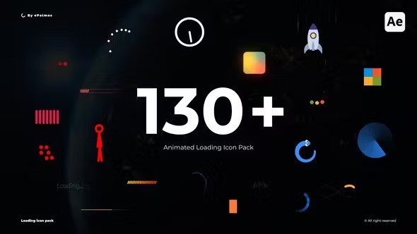 【AE模板】130个数据读取加载进度条效果图形动画 Loading Pack