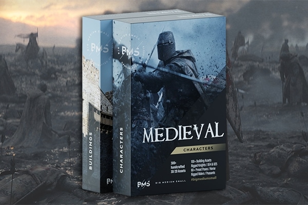 【材质模型】中世纪罗马东征十字军骑士战马盔甲刀剑旗帜城堡建筑电影游戏CG贴图模型 BigMediumSmall – Medieval Collection