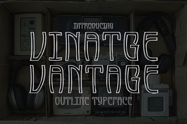 【字体】复古独特手写镂空轮廓线条海报排版艺术设计英文字体 Vintage Vantage – Outline Typeface