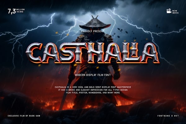 【字体】前卫大胆视觉冲击电影海报艺术设计英文字体 Casthalia – Modern Display Film Font
