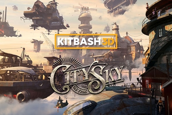 【材质模型】未来奇幻风格天空之城漂浮楼房建筑3D贴图材质模型 KitBash3D – City in the Sky