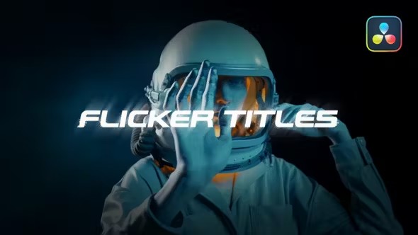 【达芬奇模板】9个时尚故障闪烁毛刺干扰文字标题动画 Flicker Titles