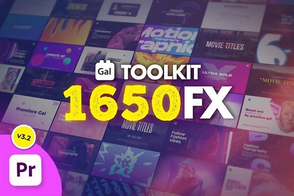 【PR脚本】1650种无缝转场调色分屏背景文字标题字幕条视频特效动画预设 Gal Toolkit for Premiere Pro v3.2