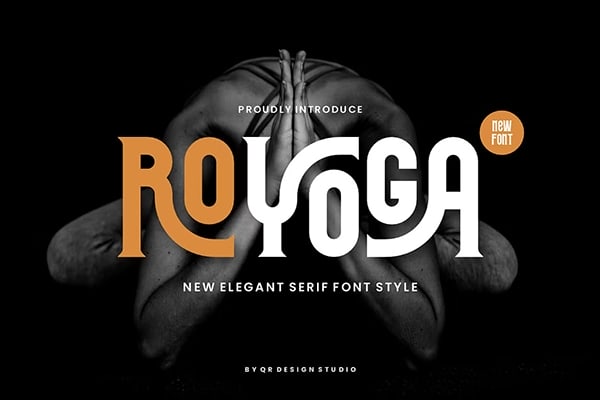 【字体】创意夸张字形错位变化拉伸效果英文艺术字体 Royoga – Elegant Serif & Yoga Font