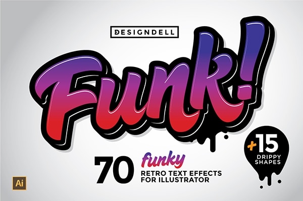 【AI样式】70个时尚彩色渐变阴影背景创意设计文本样式 Funk Graphic Styles