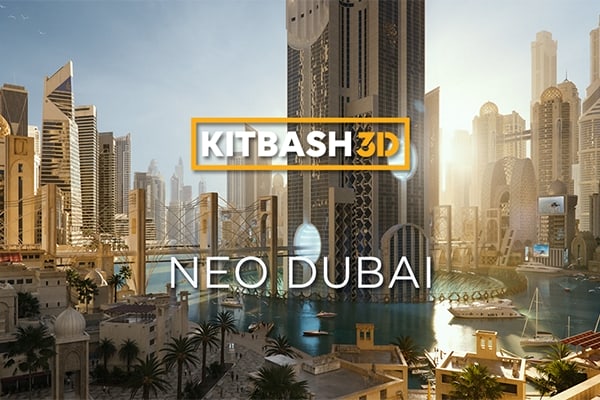 【材质模型】中东迪拜沙漠城市建筑风格大厦街区塔楼车站桥梁3D贴图材质模型 KitBash3D – Neo Dubai
