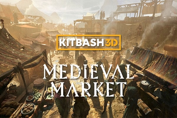【材质模型】幻想中世纪游戏电影户外街头露天集市建筑商品3D贴图材质模型 KitBash3D – Medieval Market