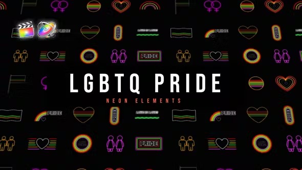 【FCPX插件】16个霓虹发光图形元素动画 LGBTQ Pride Neon Elements