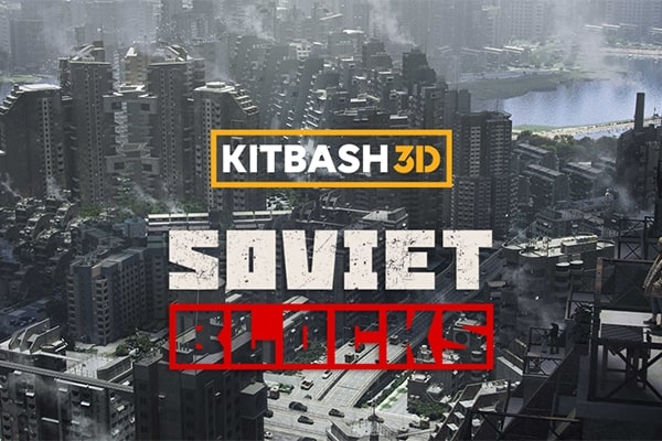 【材质模型】苏式建筑破败颓废工业城市楼房管道廊桥天线塔楼3D贴图材质模型 KitBash3D – Soviet Blocks