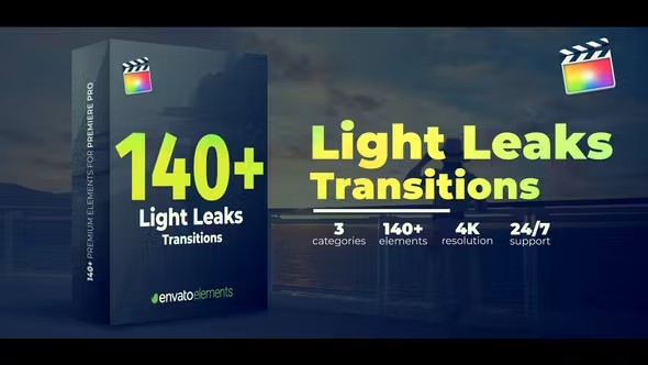 【FCPX插件】90个镜头炫光叠加过渡转场预设动画 Light Leaks Transitions – FCP