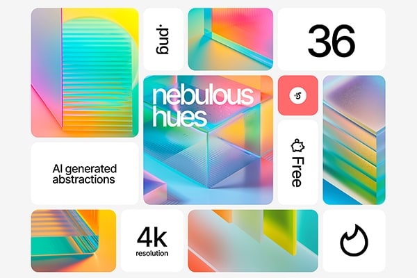 【图片素材】36款美丽抽象迷幻霓虹粉色渐变亚克力玻璃棱镜折射光谱背景纹理图片素材 Nebulous Hues