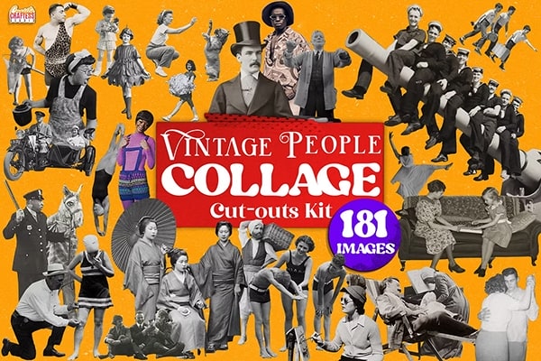【PNG素材】181张复古人像剪纸画报剪贴画创意设计图片素材 Vintage People Collage Cut-Outs Kit