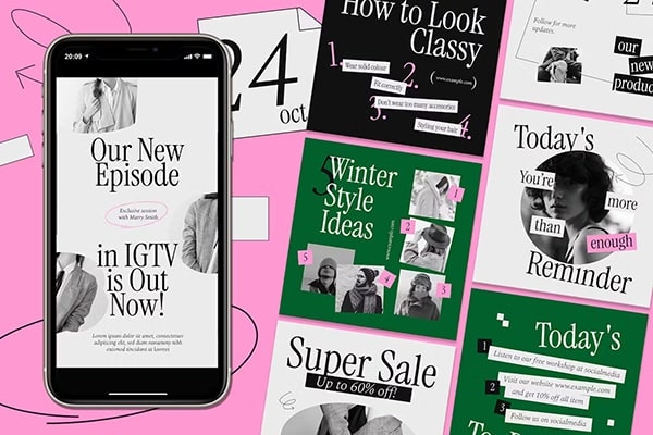 【PSD/AI模板】15套时尚优雅INS轻奢风杂志画册海报封面图文排版设计模板 Modern Elegant Fashion Instagram