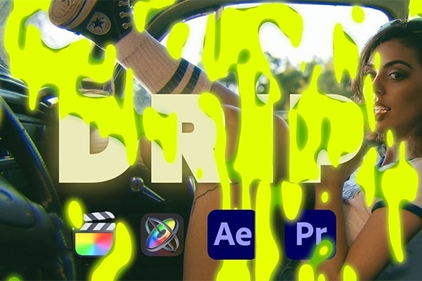 【AE/PR/FCPX插件】AI识别卡通风格液体图形文本融化滴落效果动画预设 omotion – Drip
