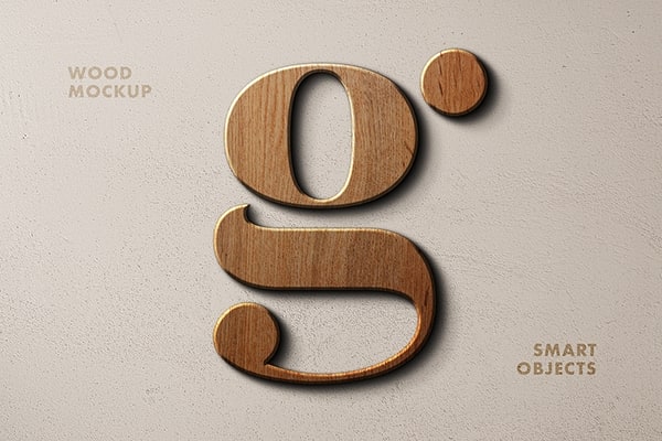 【PS样机】逼真质朴木质纹理效果文本LOGO标志设计PS样机 Rustic Wooden Sign Logo Mockup