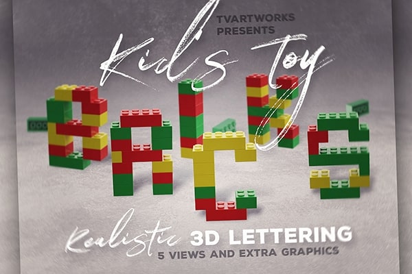 【PNG素材】43个3D乐高积木玩具组合字母数字符号图片素材 Toy Bricks 3D Lettering