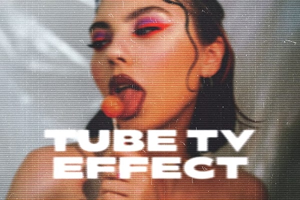 【PSD模板】复古老式显像管电视机显示模糊故障斑点颗粒条纹特效PSD模板 Old Tube TV Photo Effect