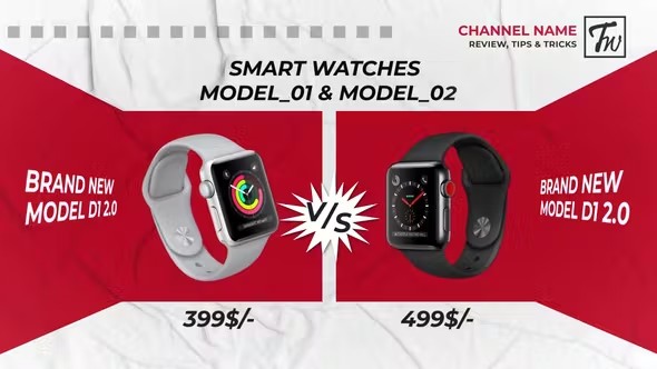 【AE/PR模板】8种产品PK对比VS展示动画 Versus Intros