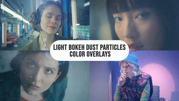 【AE模板】视频镜头梦幻光斑尘埃粒子叠加效果动画 light Bokeh Dust Particles Color Overlays