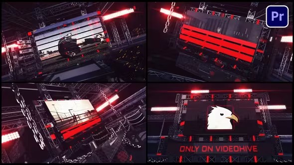 【PR模板】时尚科技感虚拟演播室背景运动体育赛事宣传展示动画(含模板音乐) Energitic Displays 2