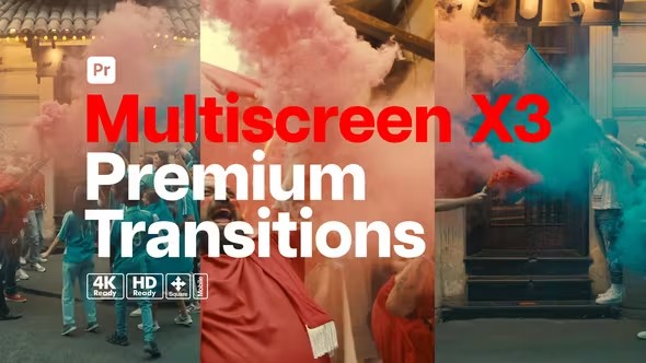 【PR模板】30个创意视频画面切割分屏转场预设动画 Premium Transitions Multiscreen X3