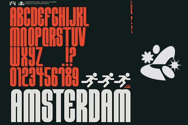 【字体】时尚美学挤压加粗海报图文杂志排版艺术设计无衬线阿姆斯特丹英文字体 HVNTER – Amsterdam Typeface