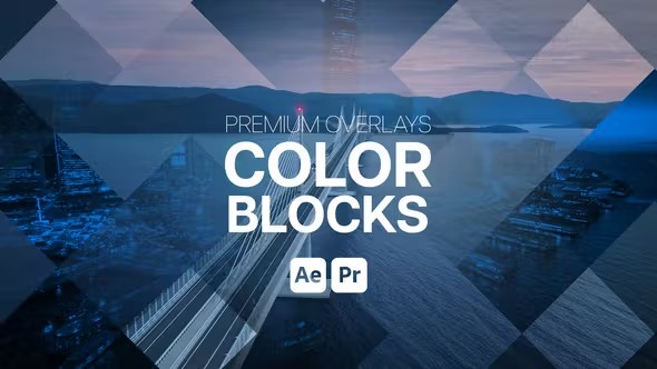 【AE/PR模板】晶格化菱形方块双重曝光融合叠加视频特效 Premium Overlays Color Blocks