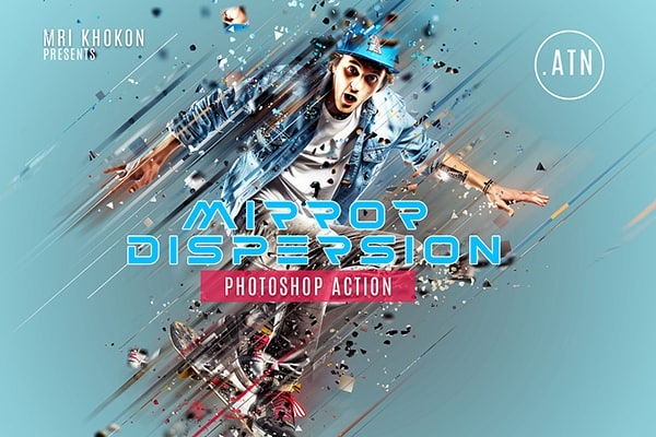 【PS动作】创意镜面散射碎片装饰运动效果PS动作 Mirror Dispersion Effect