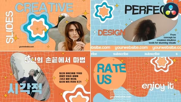 【达芬奇模板】时尚多彩个人媒体社交频道Vlog开场宣传图文排版动画 Colorful Creative Slides | DaVinci Resolve